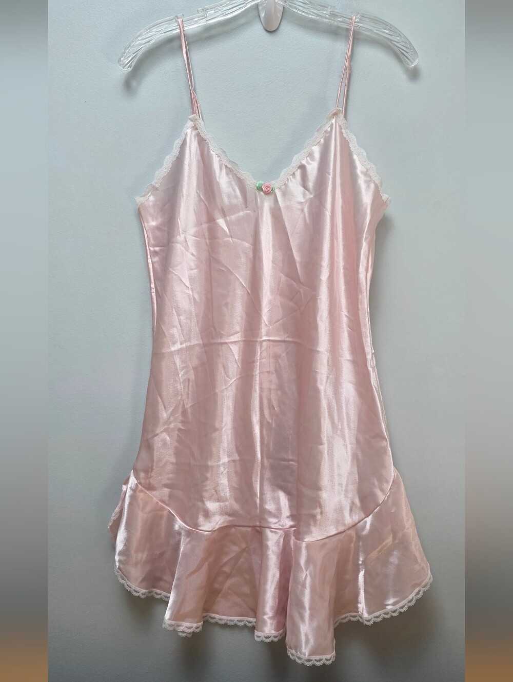 PETRA FASHIONS | Pink Satiny Night Slip, Sz. L